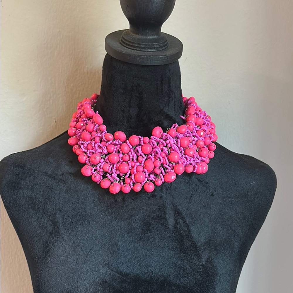 Aldo Pink Statement Necklace with Bold Beads